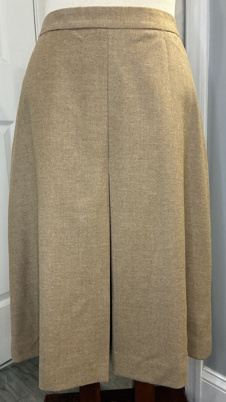 Vintage Barneys New York Camel Wool Midi Skirt Made in Italy Size 10